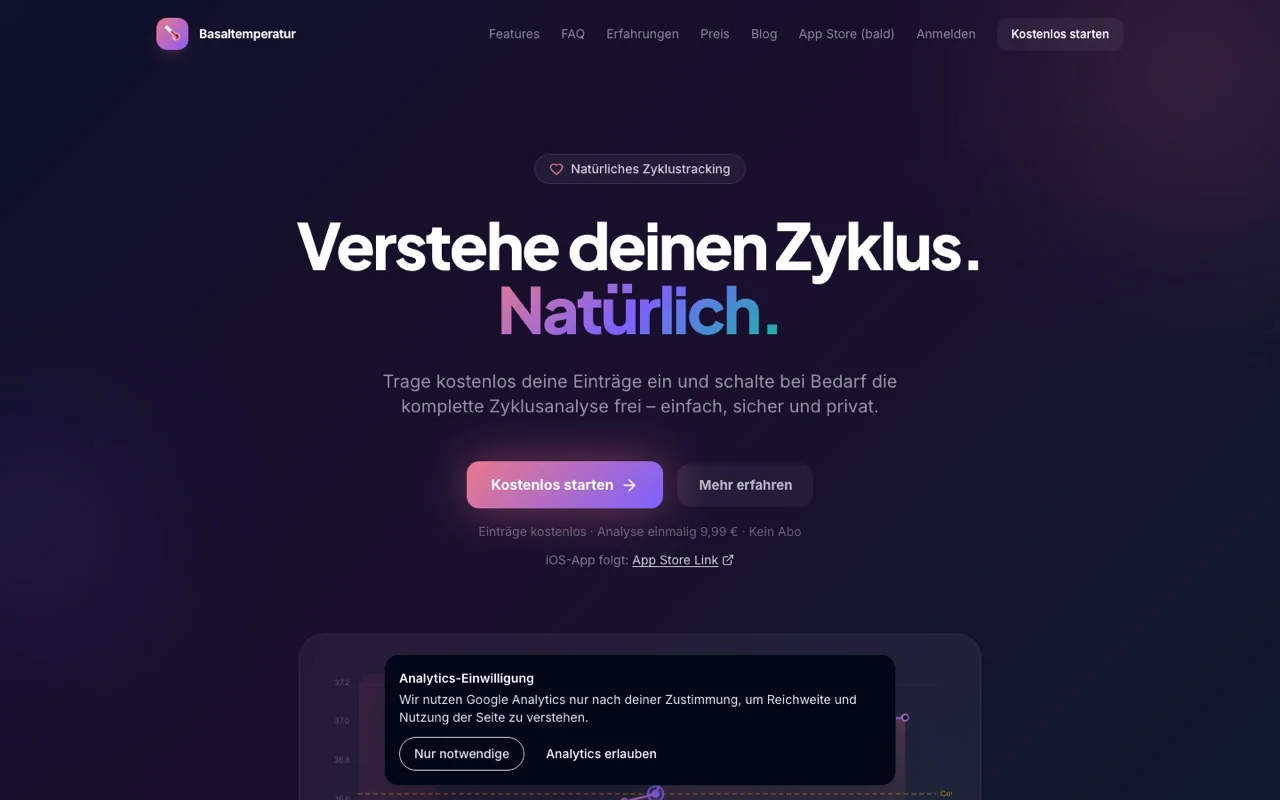 Screenshot der Anwendung Basaltemperatur