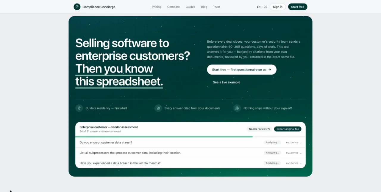 Compliance Concierge erstellt belegte Antworten auf Sicherheitsfragebögen