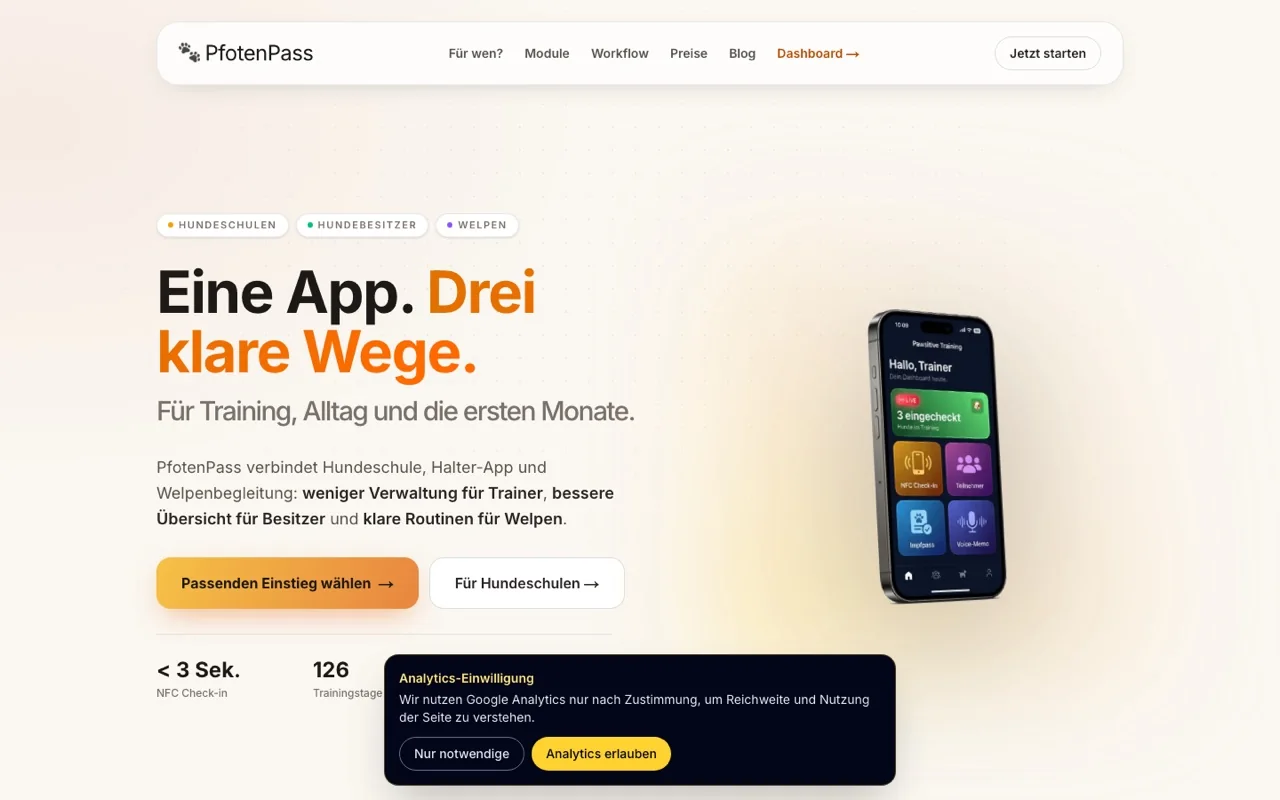 Screenshot der Anwendung PfotenPass