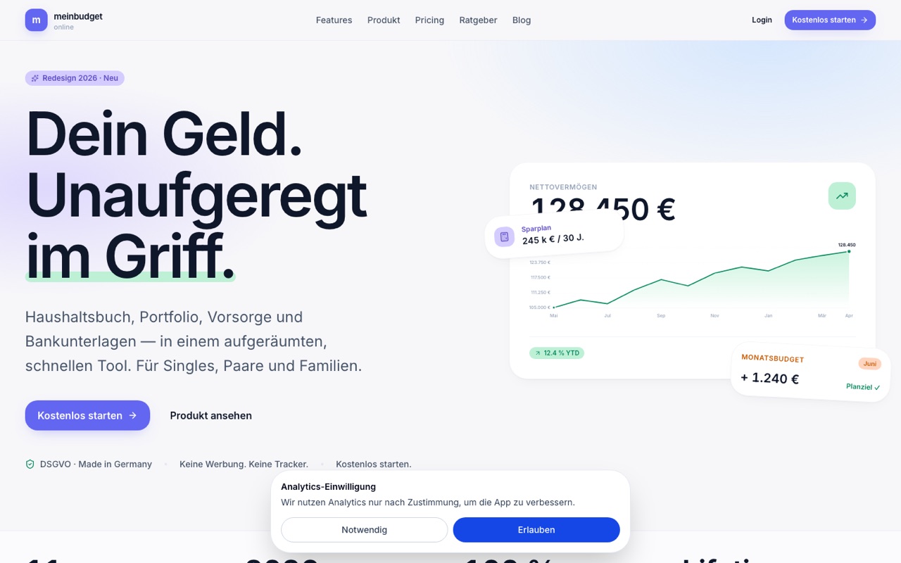 Screenshot der Anwendung MeinBudget