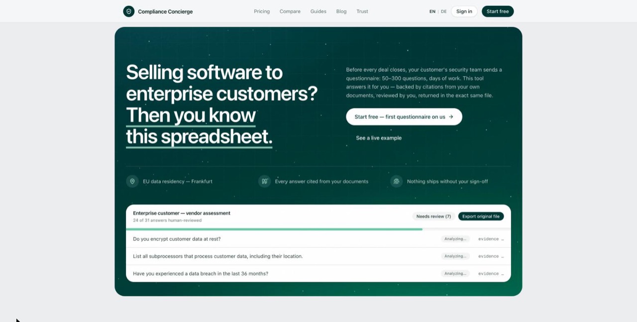 Screenshot der Anwendung Compliance Concierge