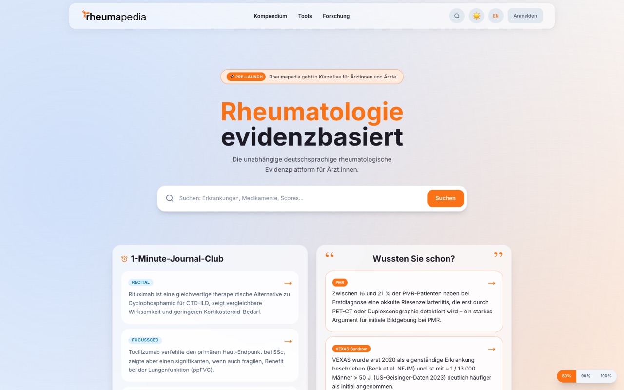 Screenshot der Anwendung Rheumapedia